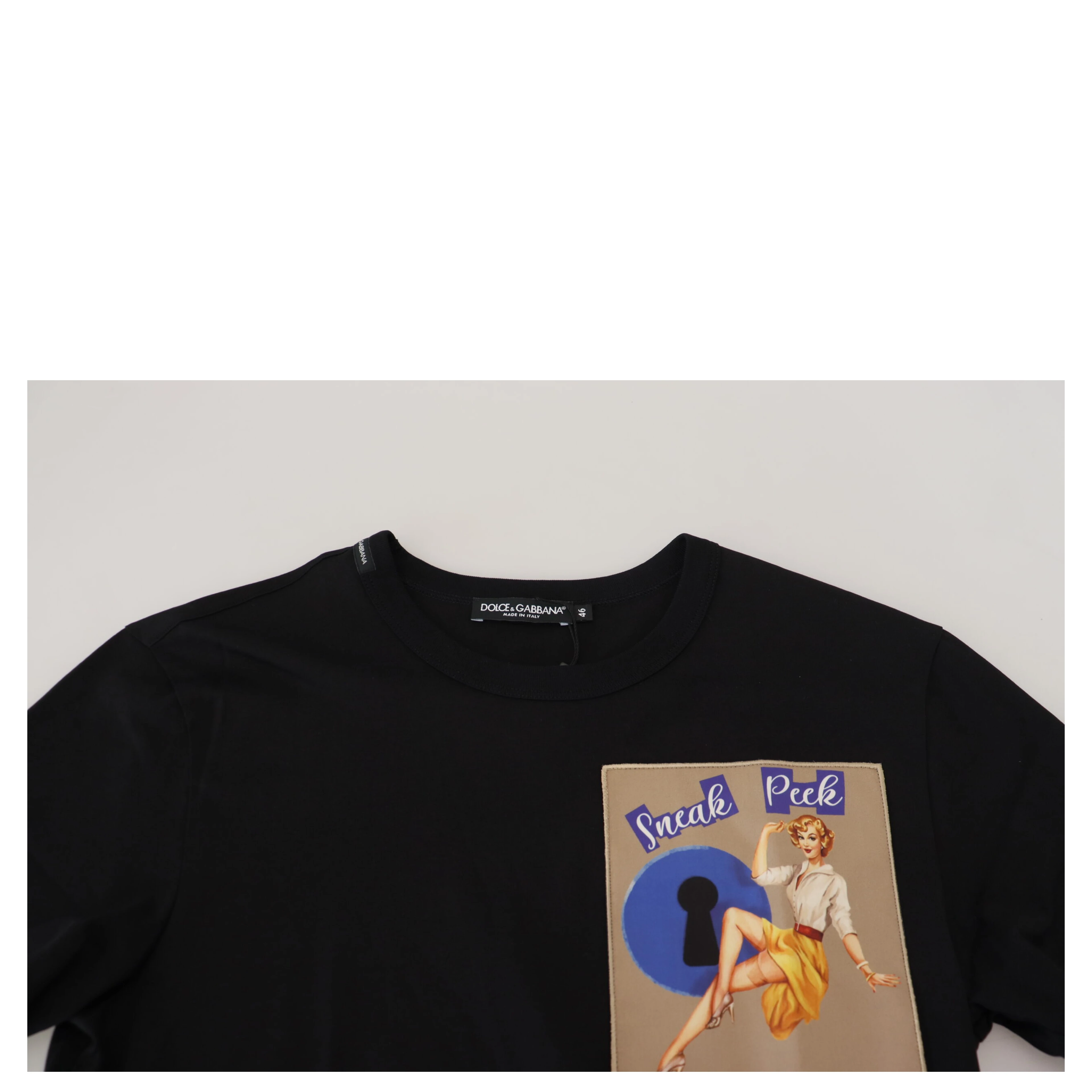 Black Sneak Peek Cotton Short Sleeve T-shirt