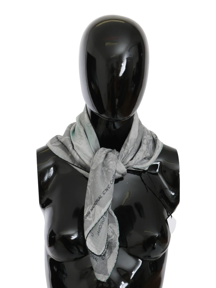 Gray Silk Shawl Foulard Wrap Scarf