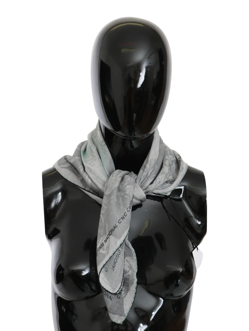 Gray Silk Shawl Foulard Wrap Scarf