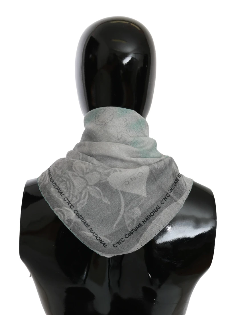 Gray Silk Shawl Foulard Wrap Scarf