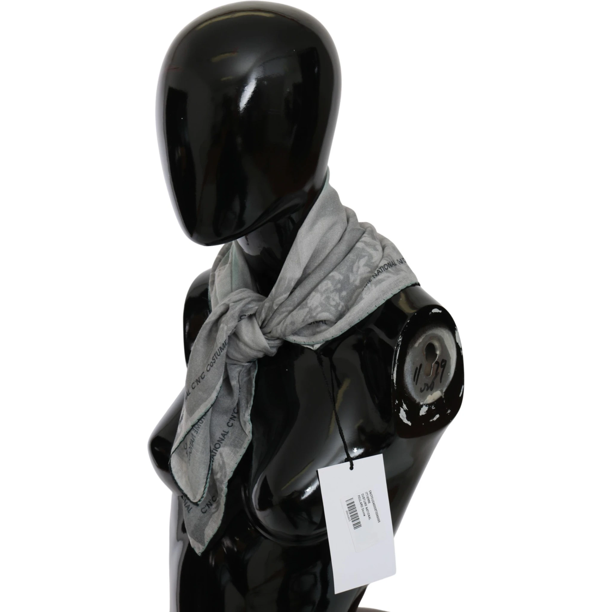 Gray Silk Shawl Foulard Wrap Scarf