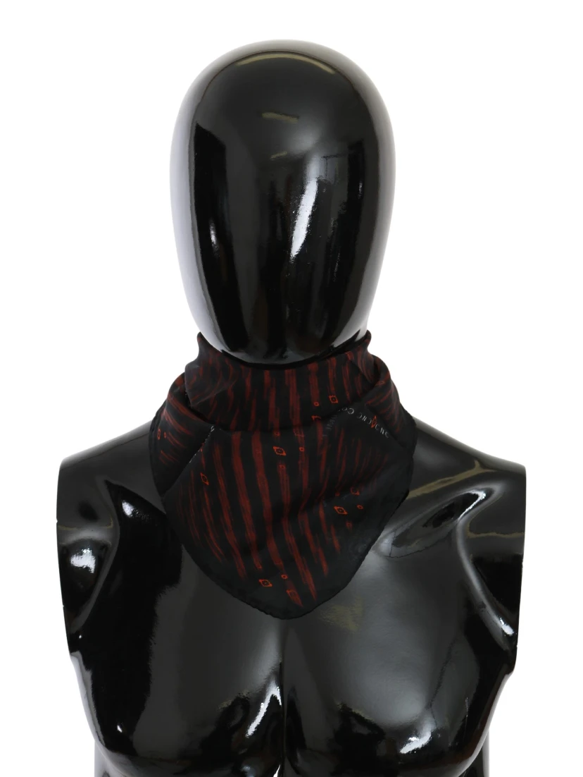 Black Orange 100% Silk Branded Scarf