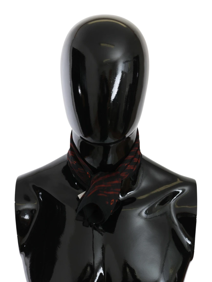 Black Orange 100% Silk Branded Scarf