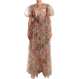 Multicolor Floral Print Long Maxi Gown Dress
