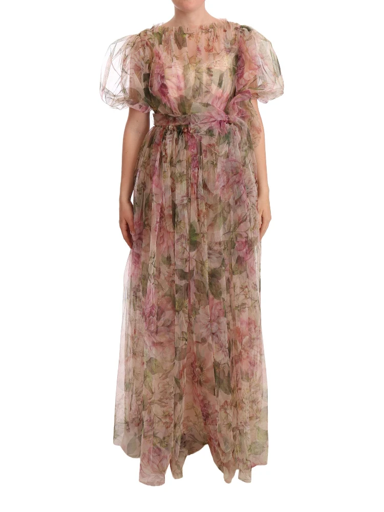 Multicolor Floral Print Long Maxi Gown Dress
