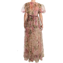 Multicolor Floral Print Long Maxi Gown Dress