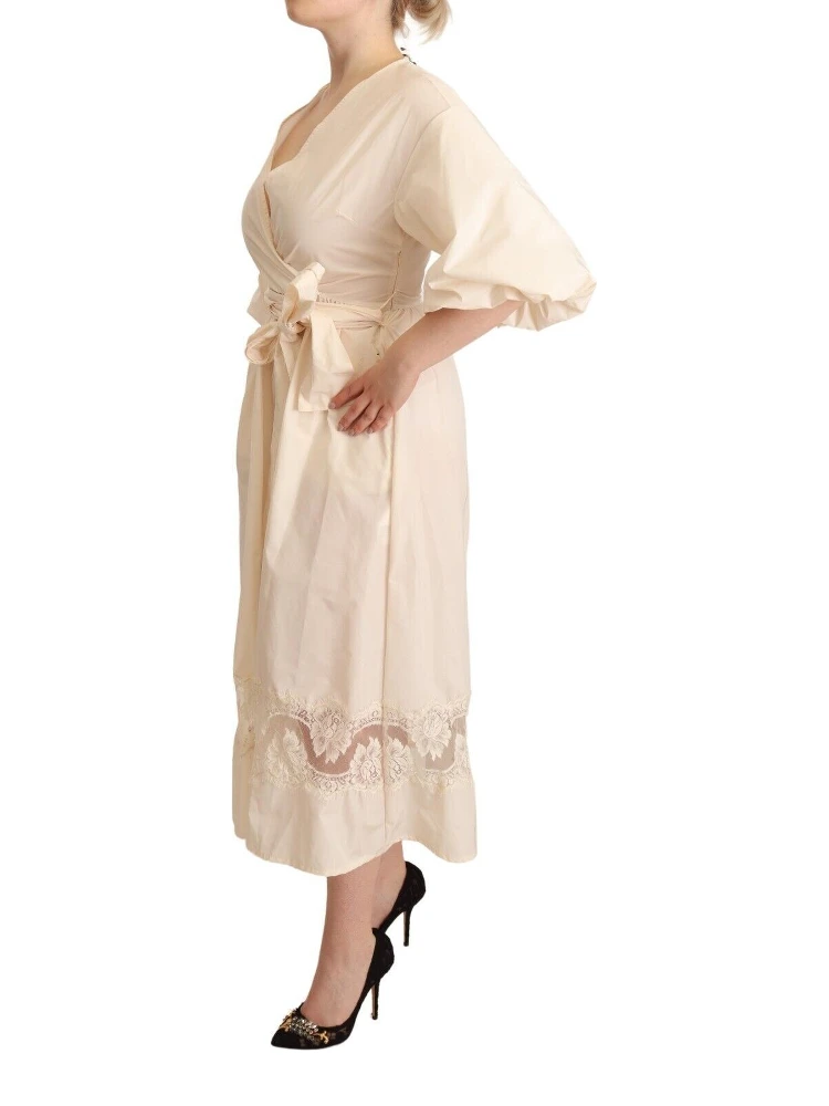 Off White Short Sleeves Maxi A-line Wrap Dress alternative