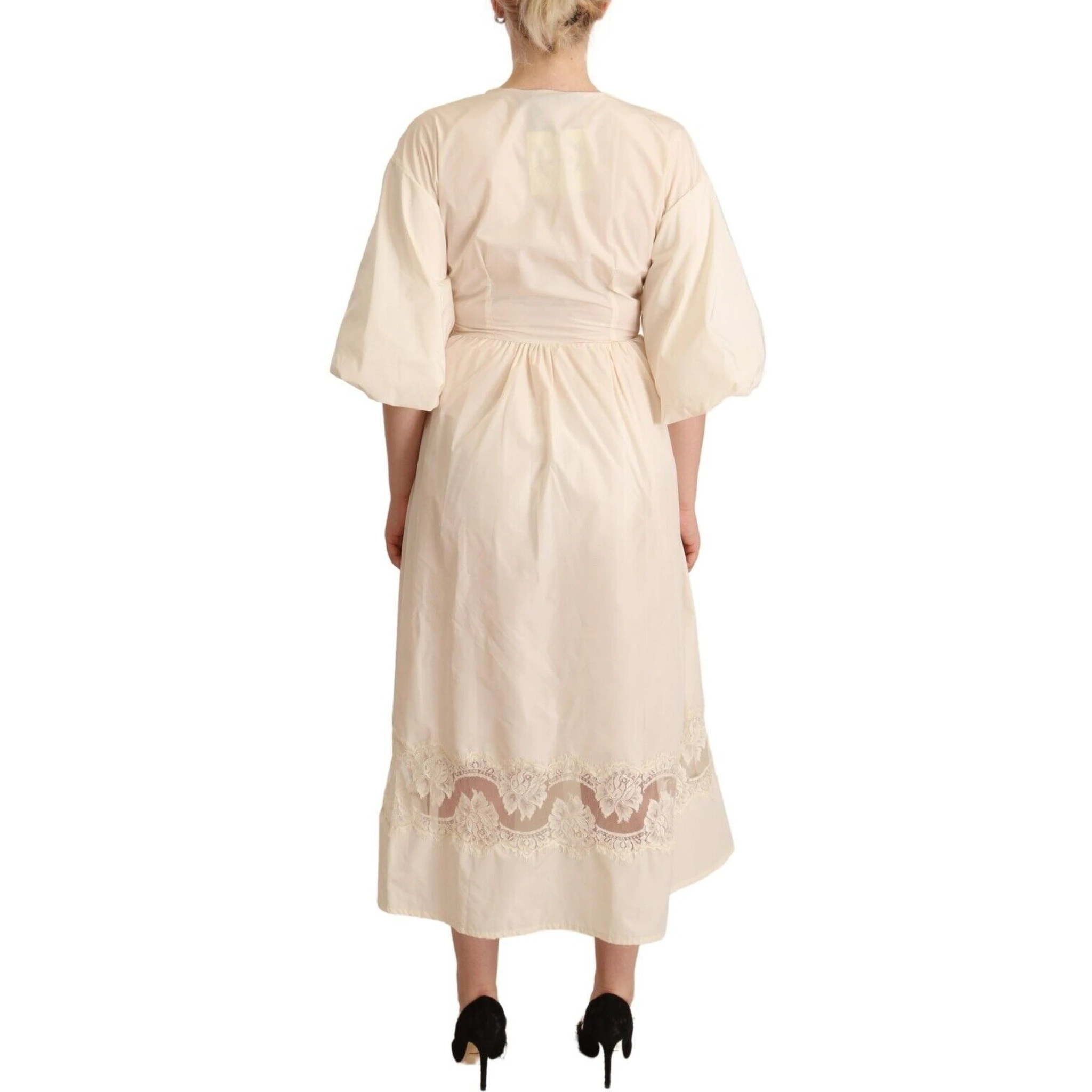 Off White Short Sleeves Maxi A-line Wrap Dress
