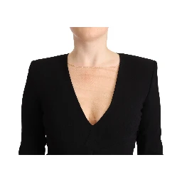 Black Long Sleeves Deep V-neck Mini Sheath Dress