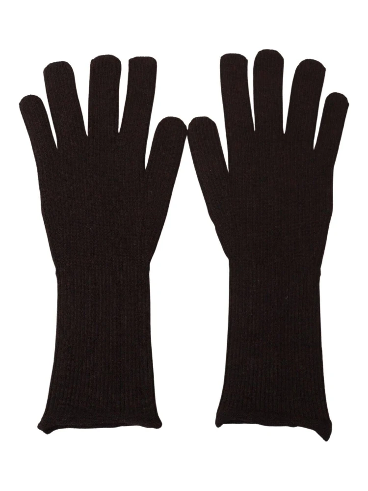 Brown Cashmere Silk Hands Mitten Mens Gloves
