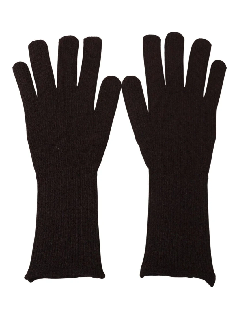 Brown Cashmere Silk Hands Mitten Mens Gloves