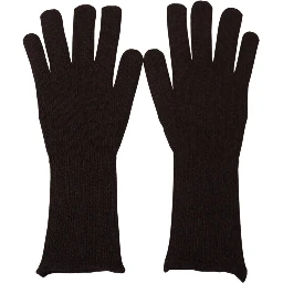 Brown Cashmere Silk Hands Mitten Mens Gloves