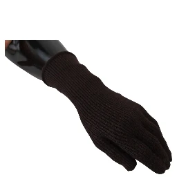 Brown Cashmere Silk Hands Mitten Mens Gloves