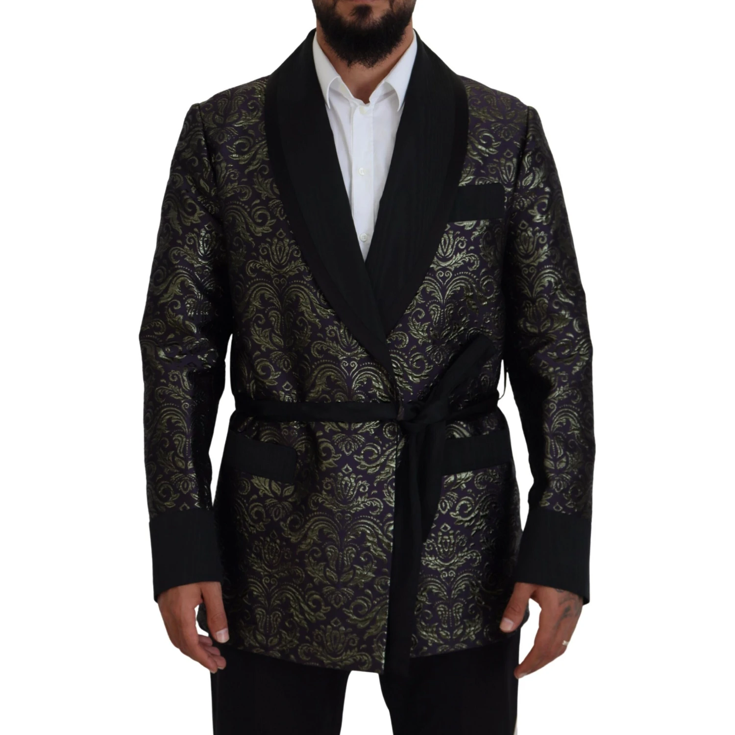 Gold Purple Baroque Jacket Blazer Robe