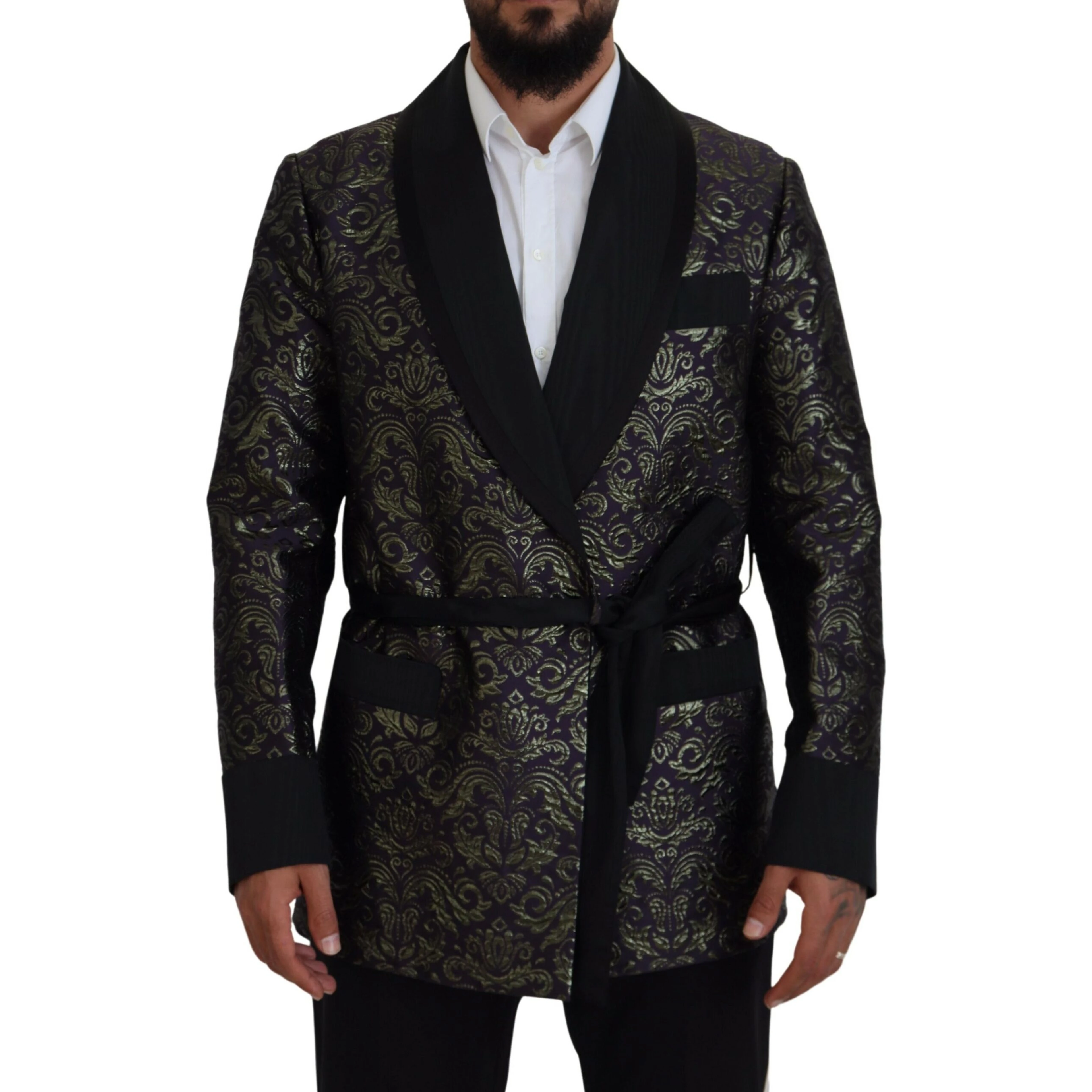 Gold Purple Baroque Jacket Blazer Robe