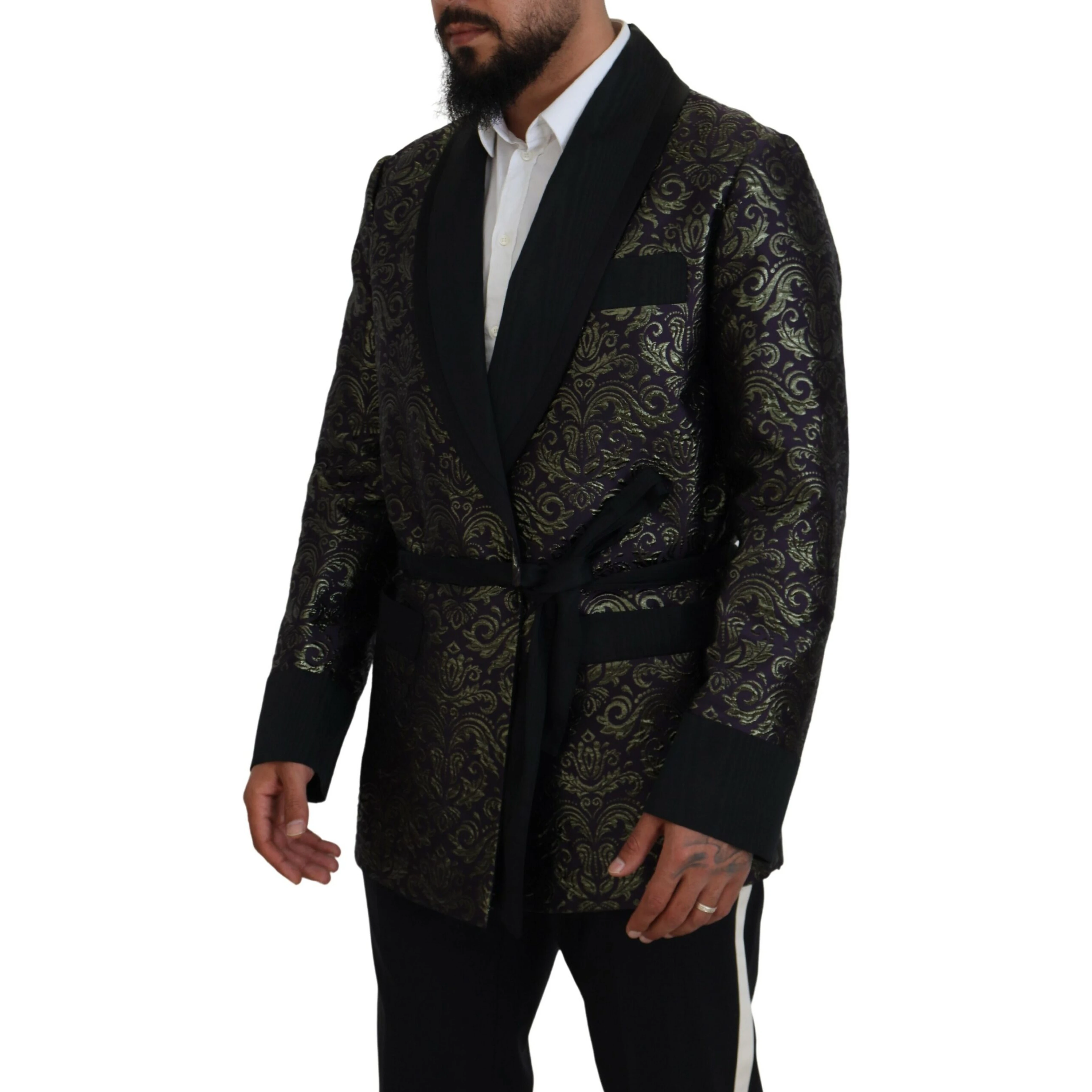 Gold Purple Baroque Jacket Blazer Robe