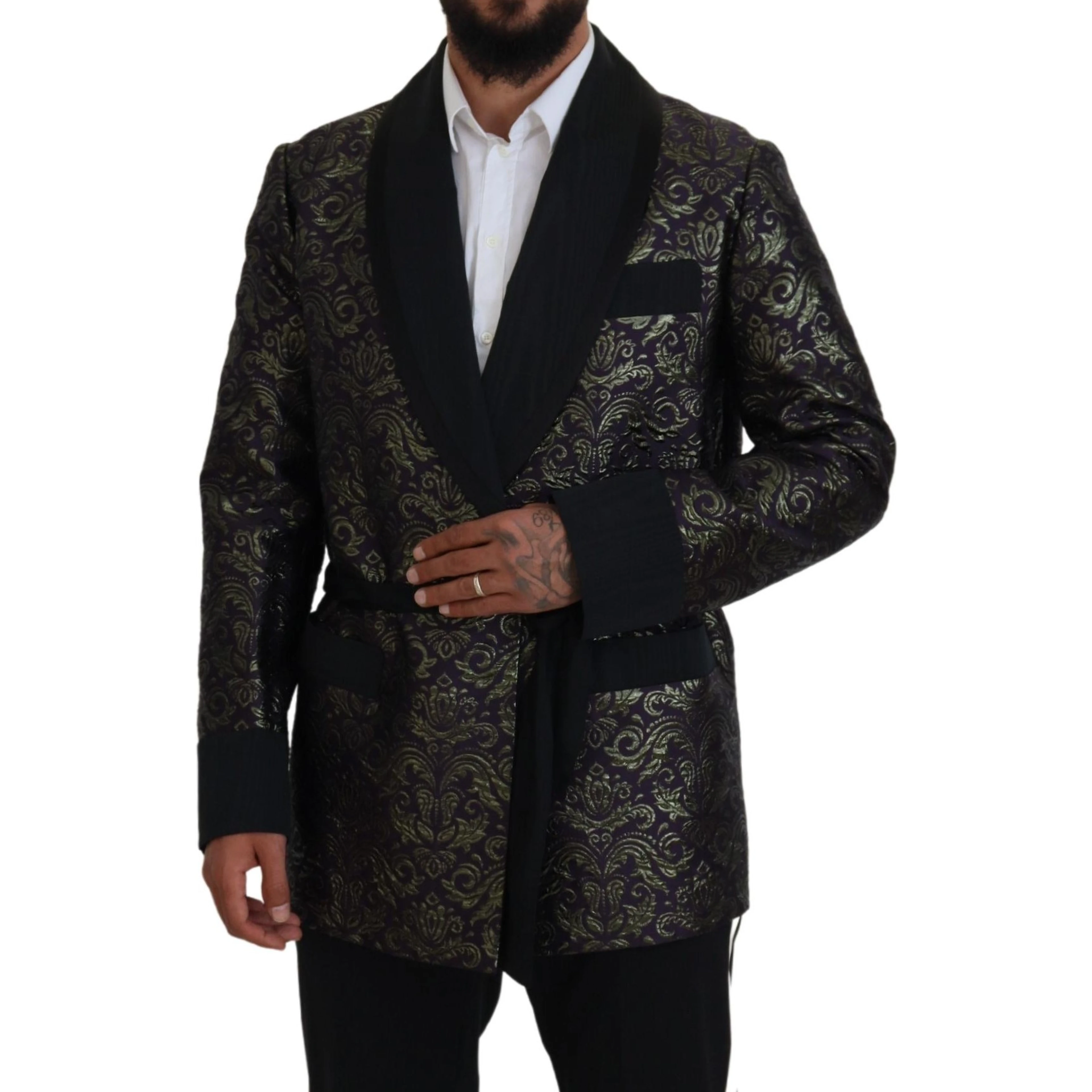 Gold Purple Baroque Jacket Blazer Robe