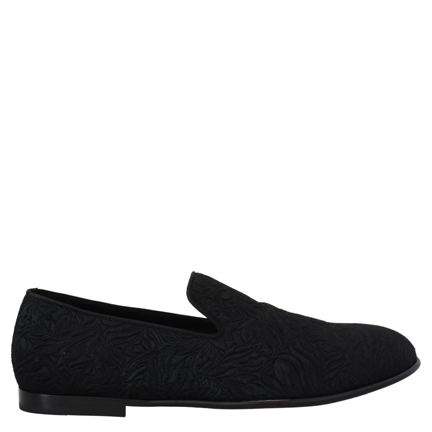 Black Floral Jacquard Slippers Loafers Shoes