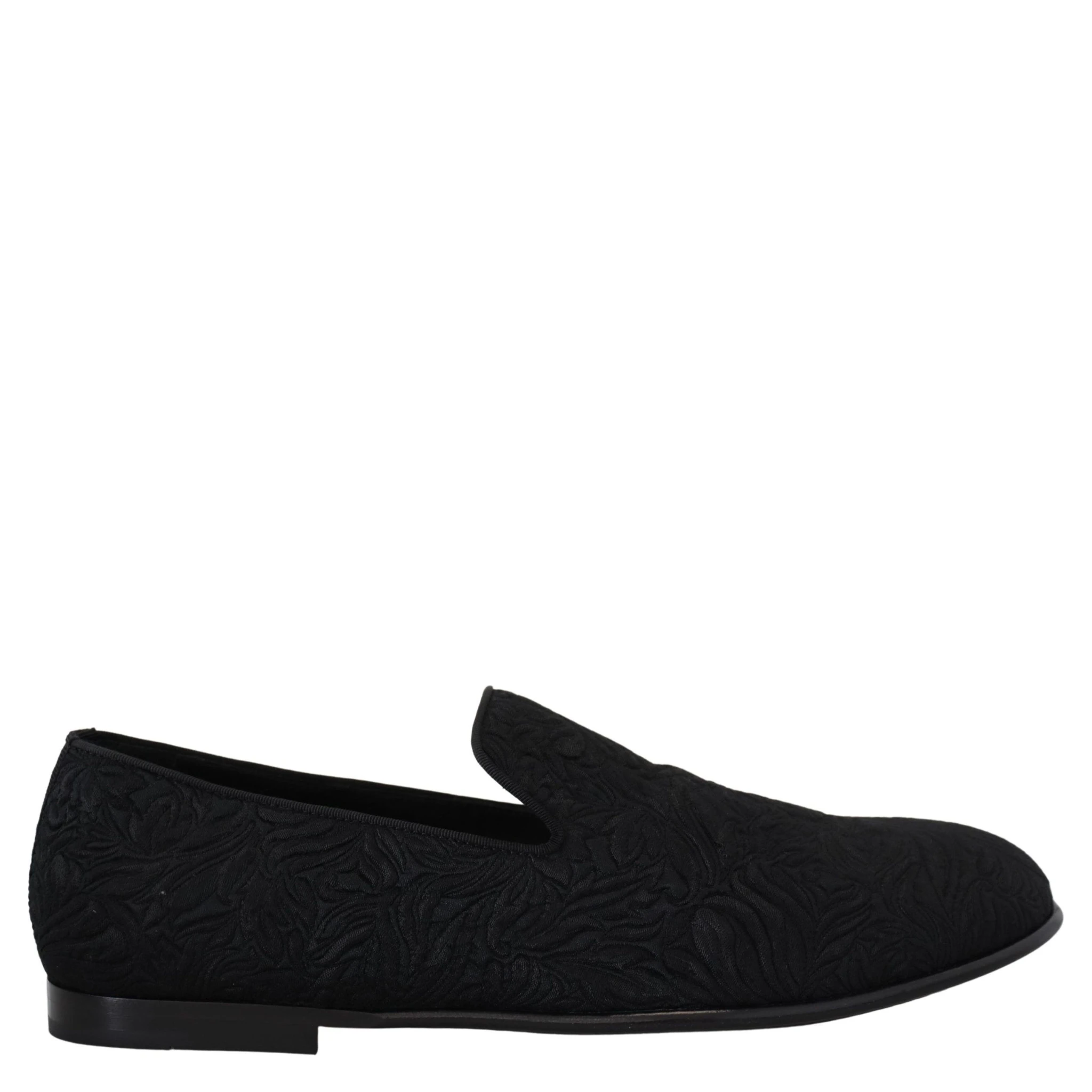 Black Floral Jacquard Slippers Loafers Shoes