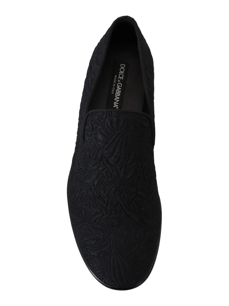 Black Floral Jacquard Slippers Loafers Shoes alternative