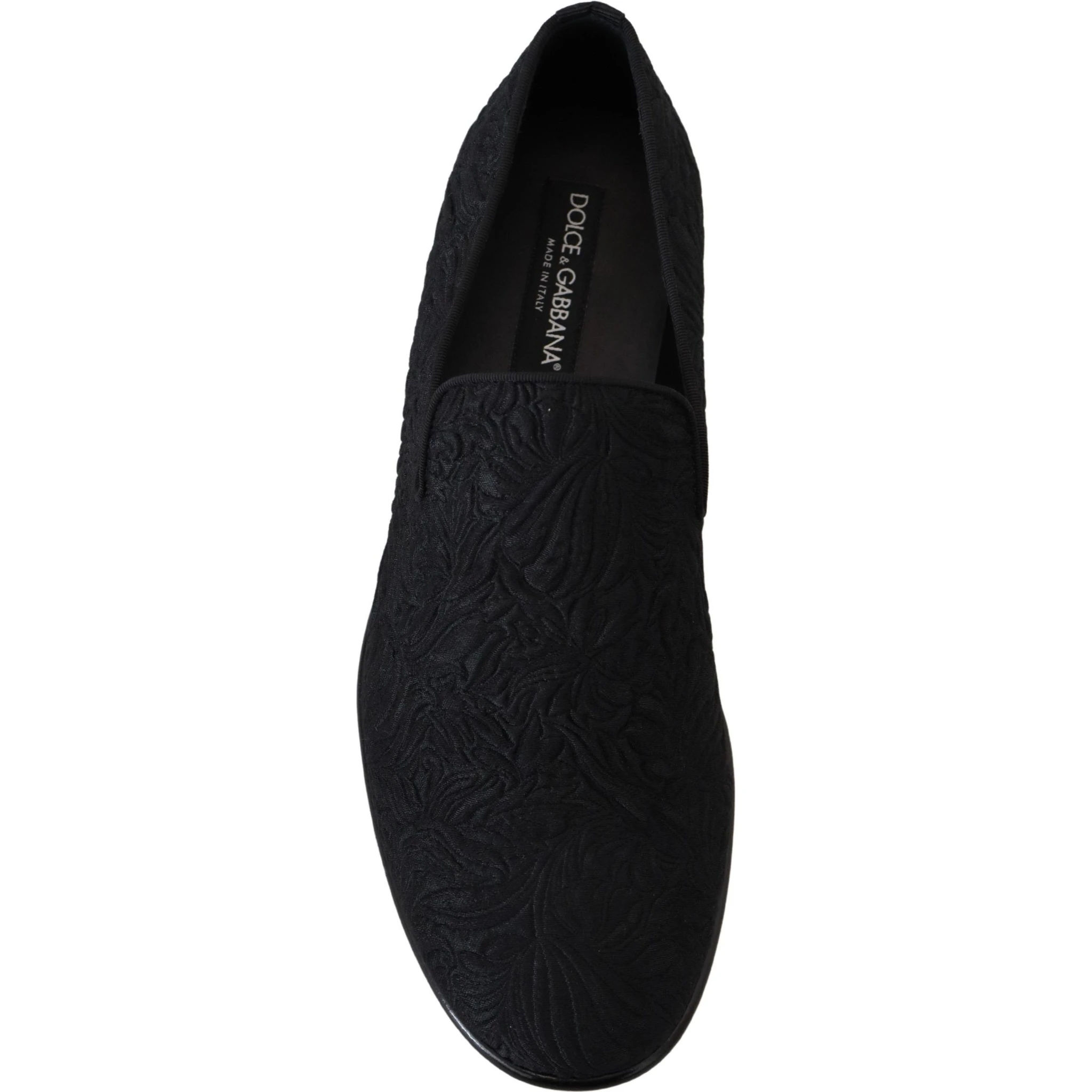 Black Floral Jacquard Slippers Loafers Shoes