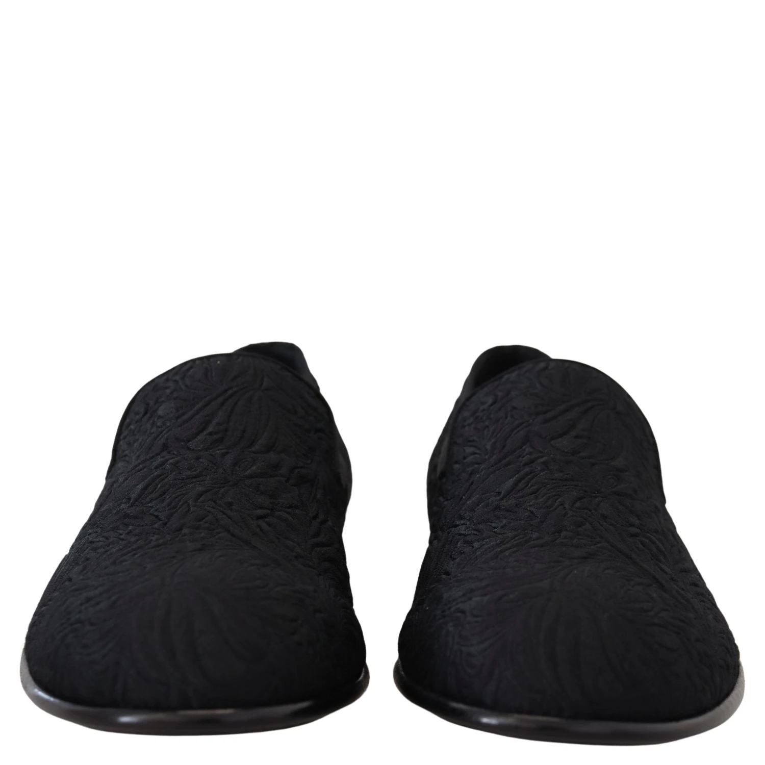 Black Floral Jacquard Slippers Loafers Shoes