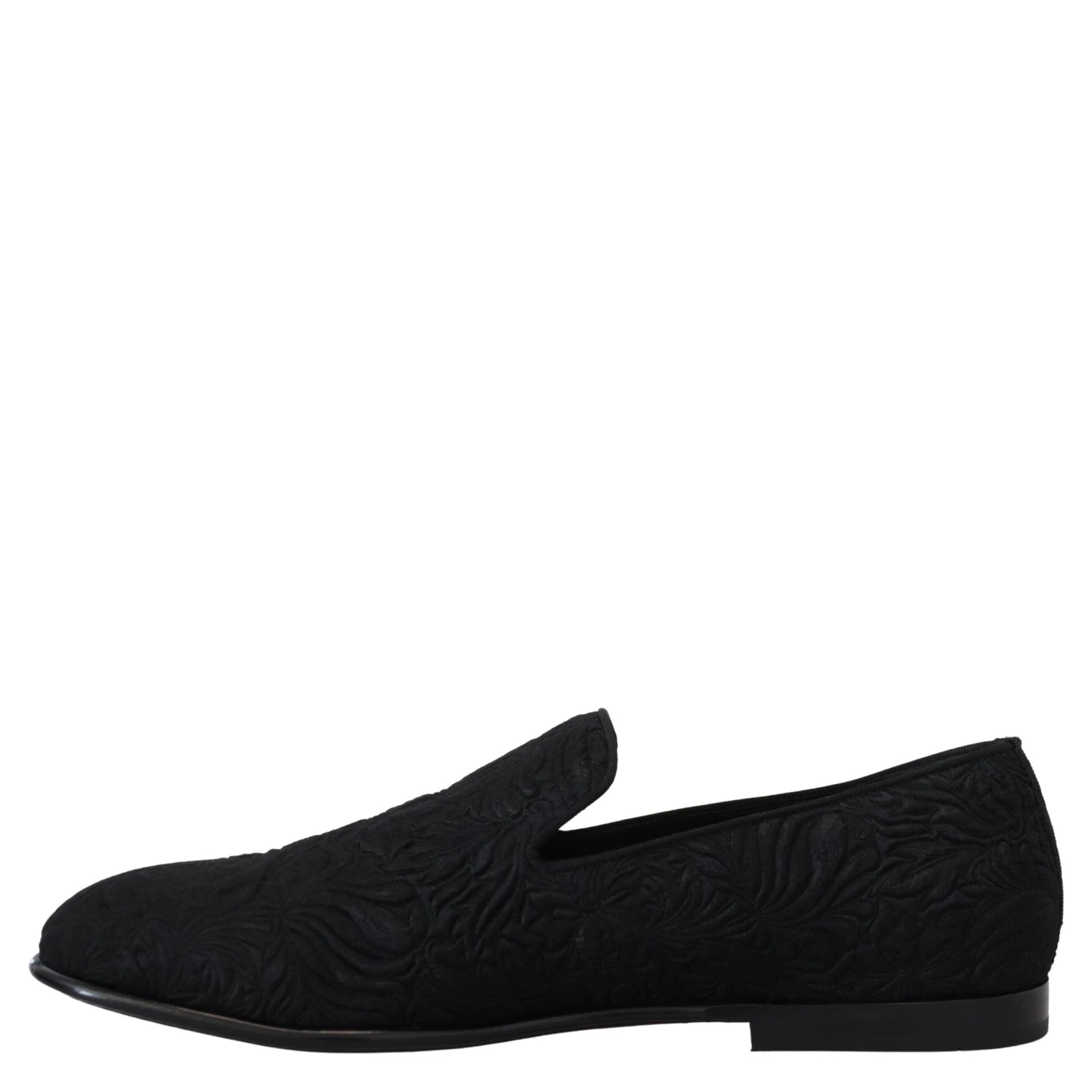 Black Floral Jacquard Slippers Loafers Shoes