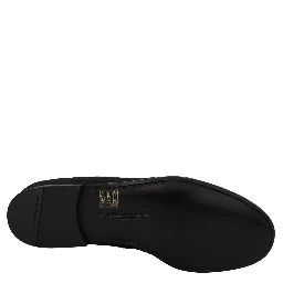Black Floral Jacquard Slippers Loafers Shoes