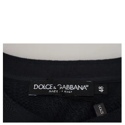 Blue Cotton Button Crewneck Pullover Sweater