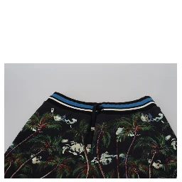 Black Cotton Volcano Print Casual Shorts