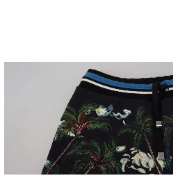 Black Cotton Volcano Print Casual Shorts