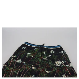 Black Cotton Volcano Print Casual Shorts