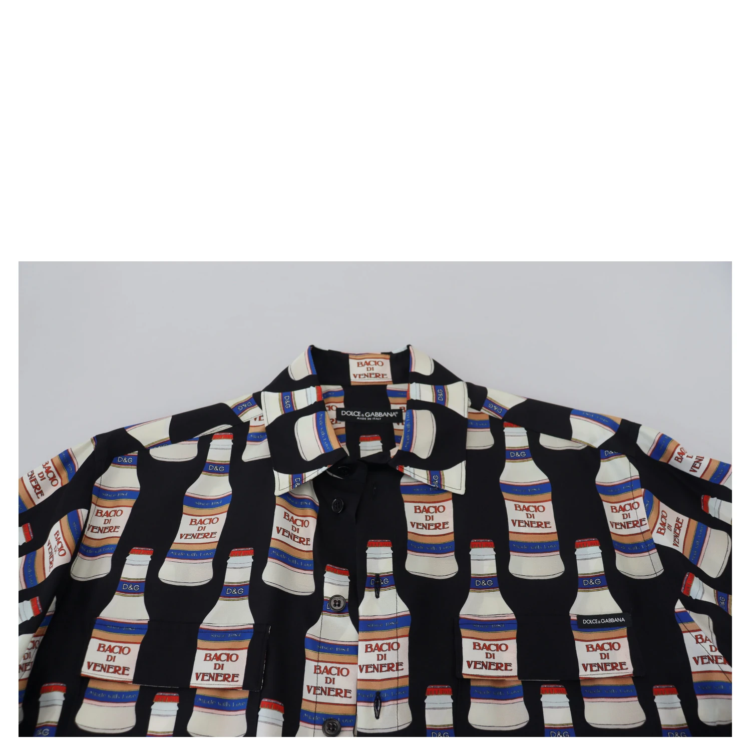 Black Silk Printed Collared Men Casual Shirt