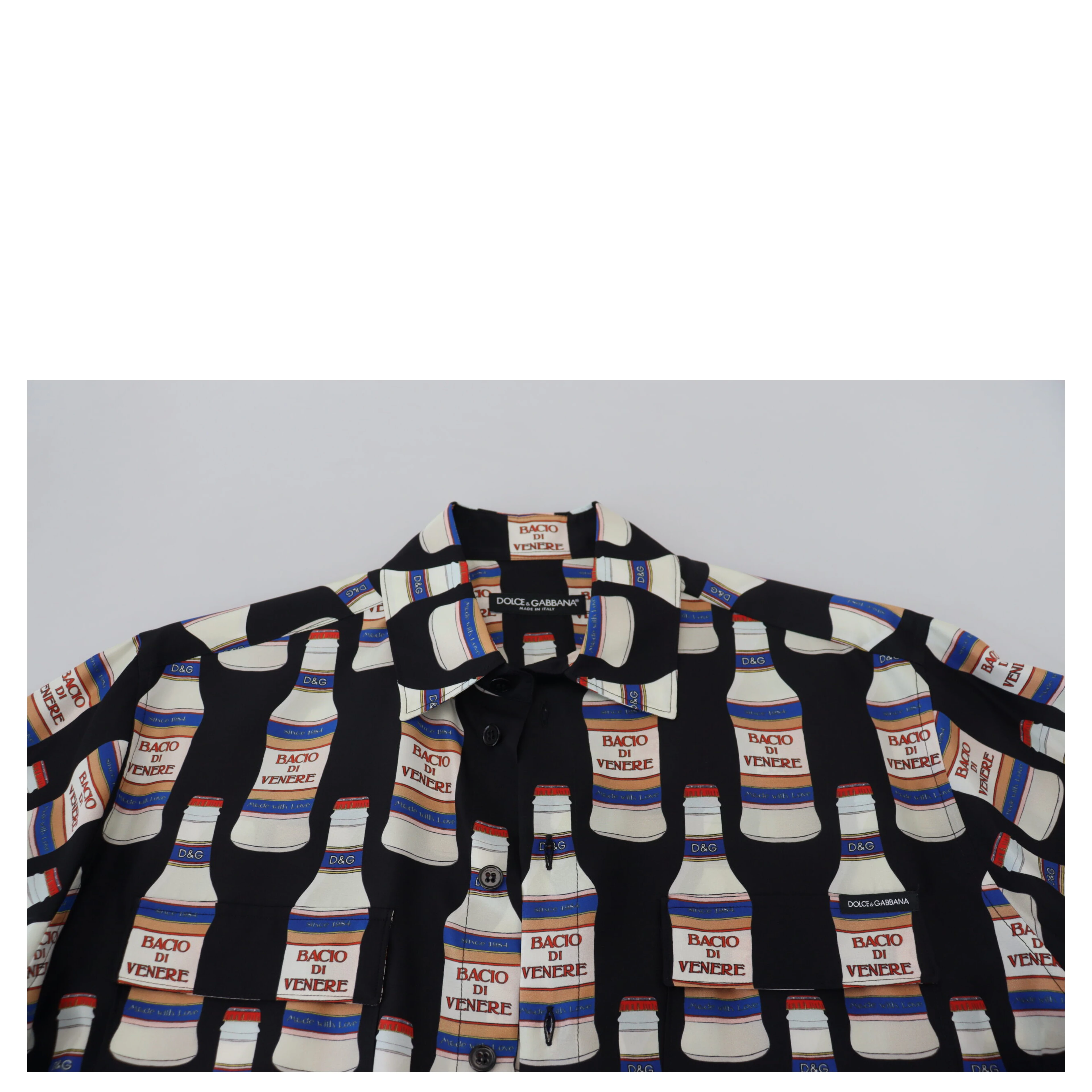 Black Silk Printed Collared Men Casual Shirt