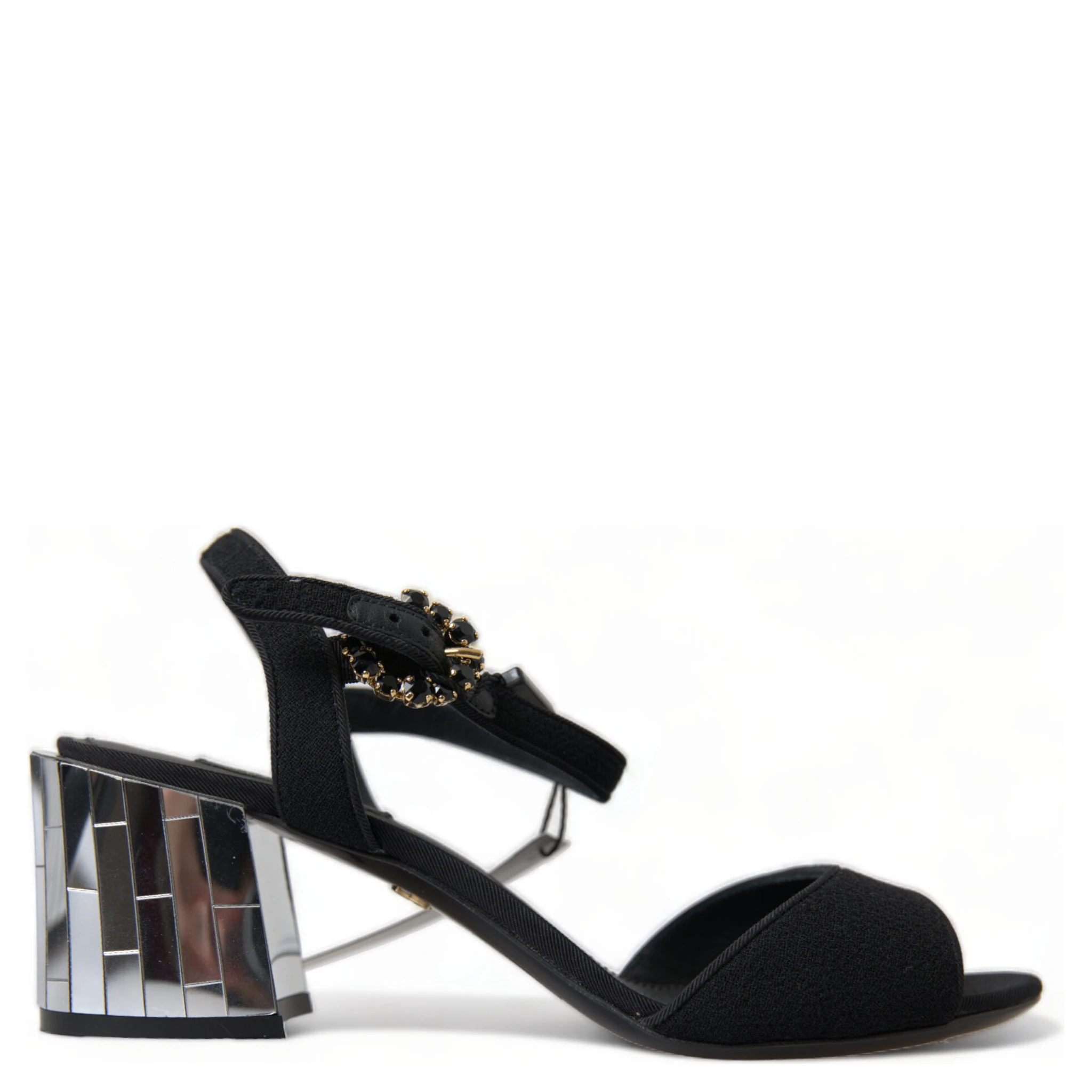 Black Crystals Ankle Strap Sandals Shoes