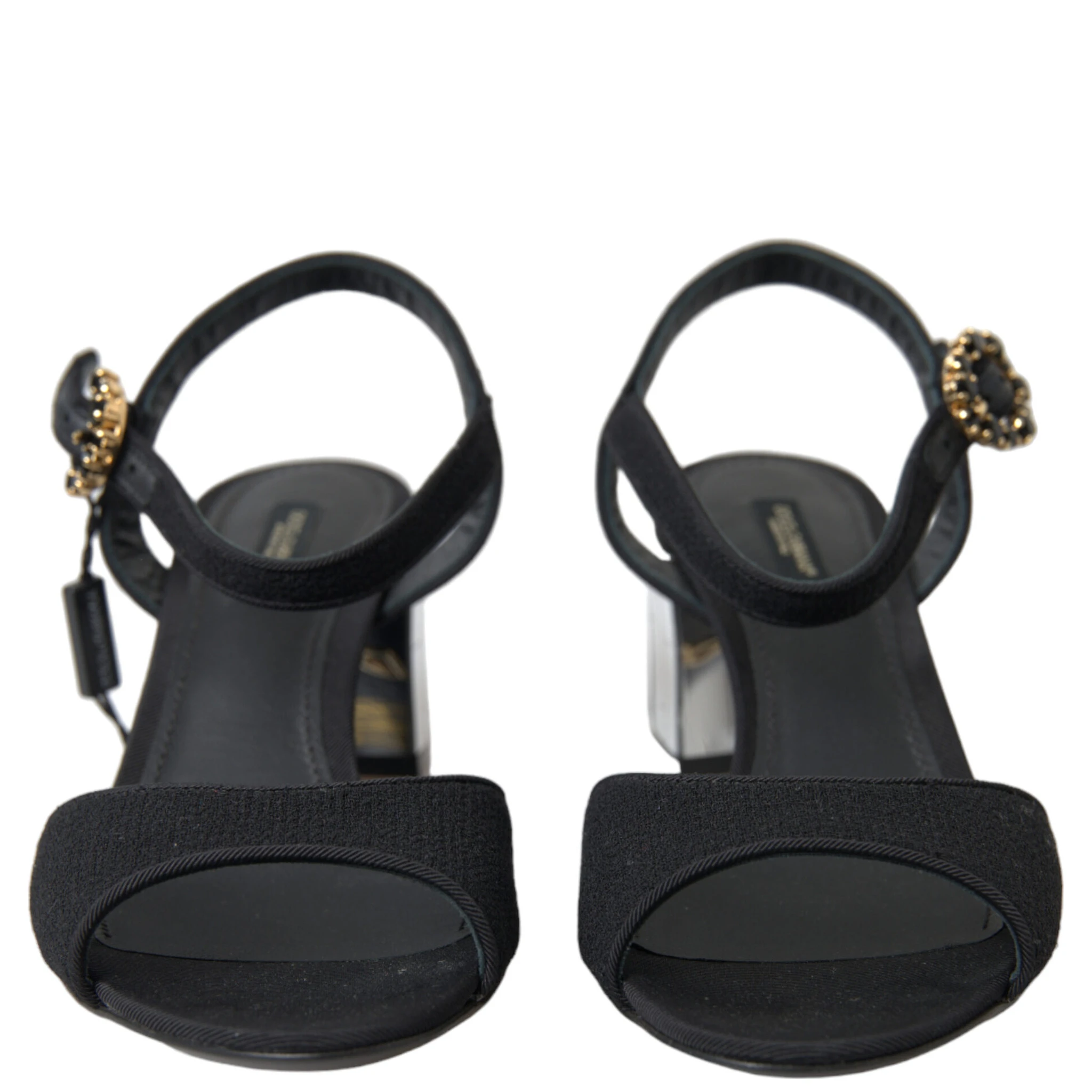 Black Crystals Ankle Strap Sandals Shoes