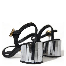 Black Crystals Ankle Strap Sandals Shoes