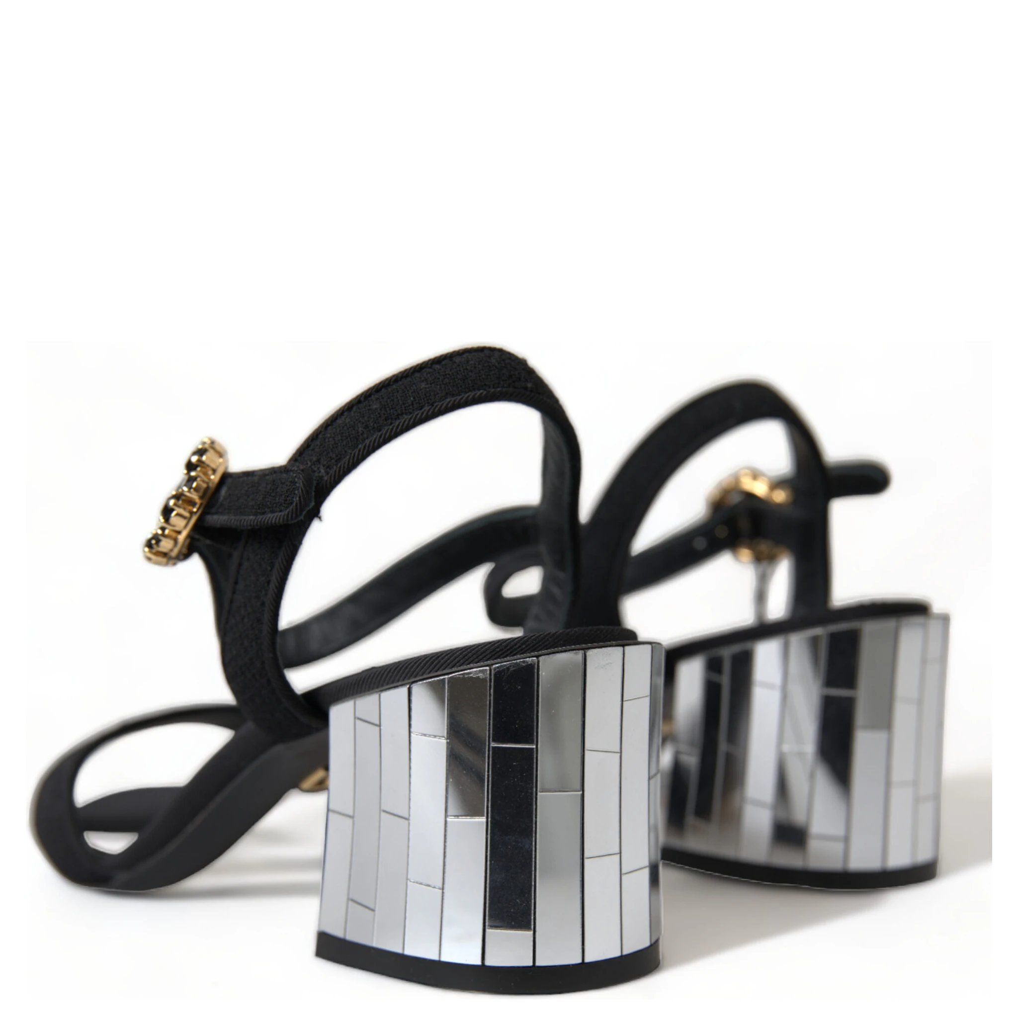 Black Crystals Ankle Strap Sandals Shoes