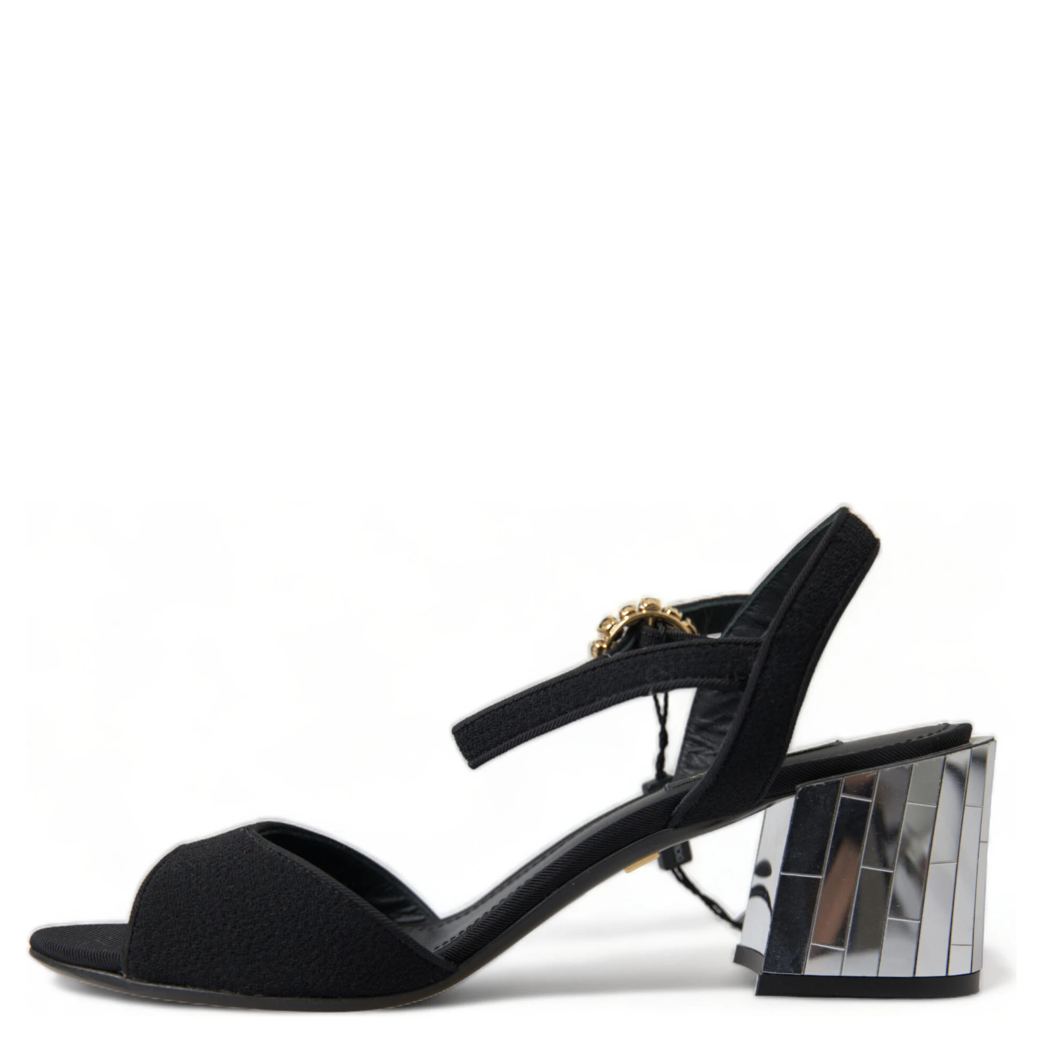 Black Crystals Ankle Strap Sandals Shoes