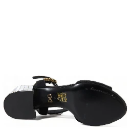 Black Crystals Ankle Strap Sandals Shoes