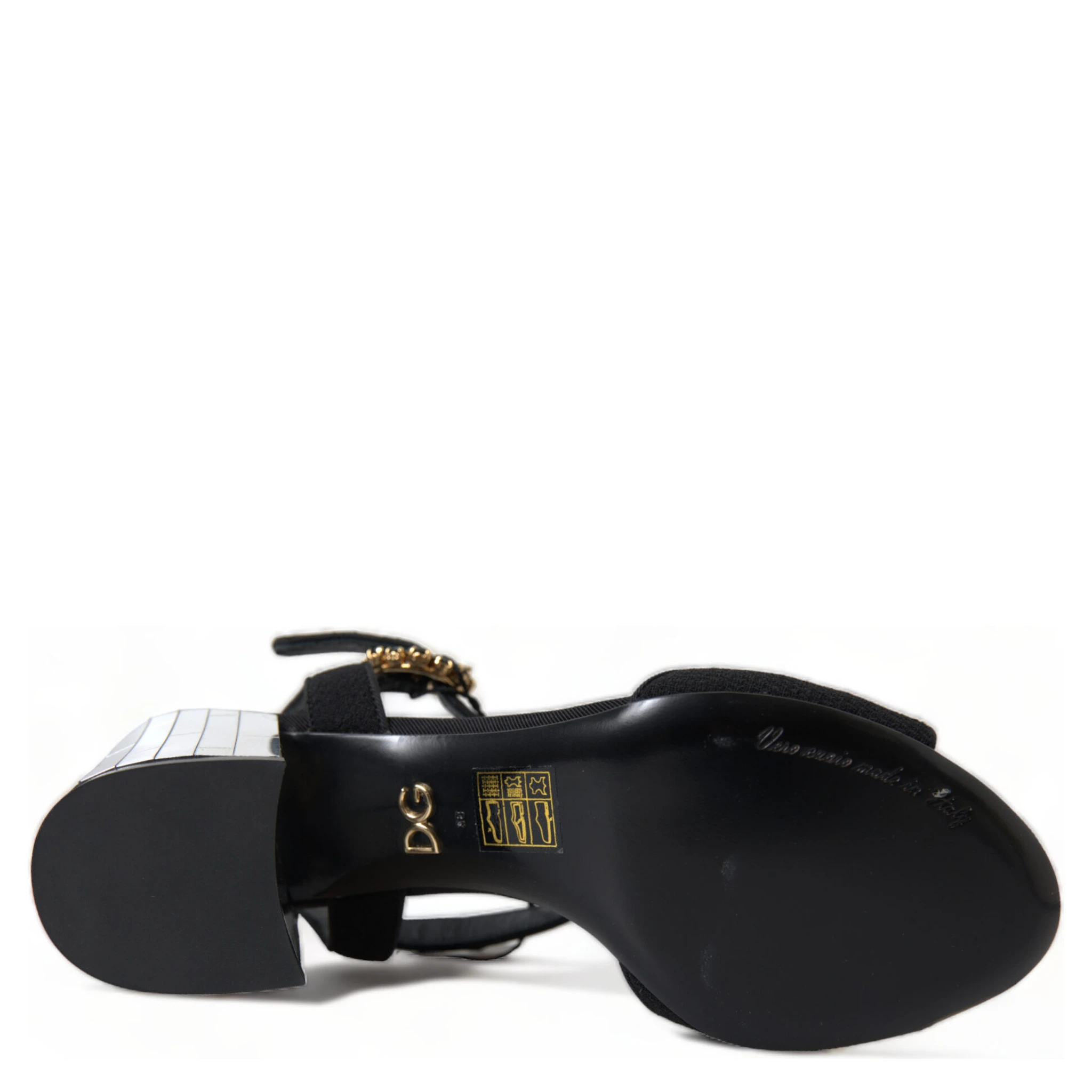 Black Crystals Ankle Strap Sandals Shoes