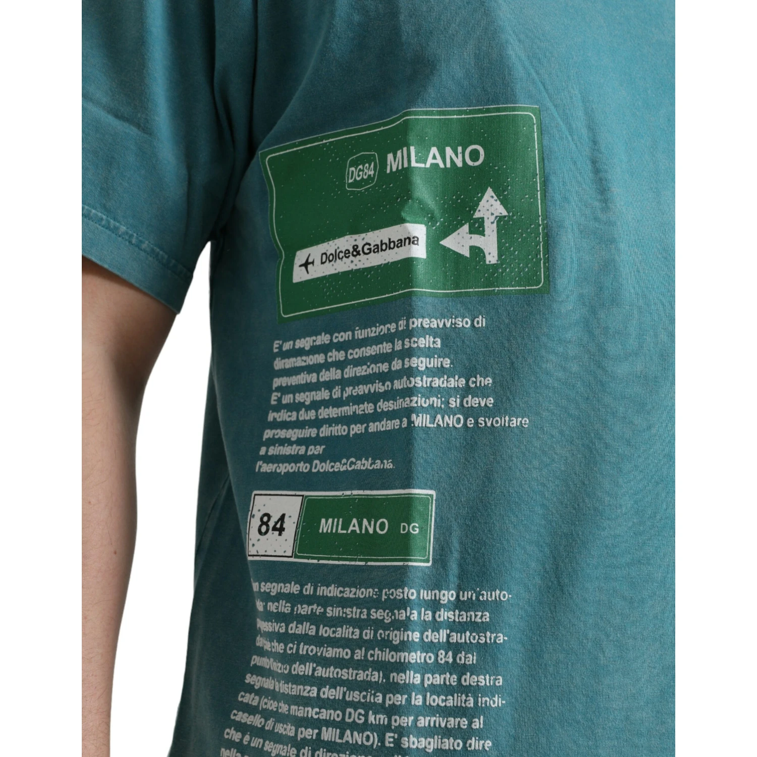 Blue Cotton Milano Street Round Neck T-shirt