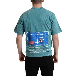 Blue Cotton Milano Street Round Neck T-shirt