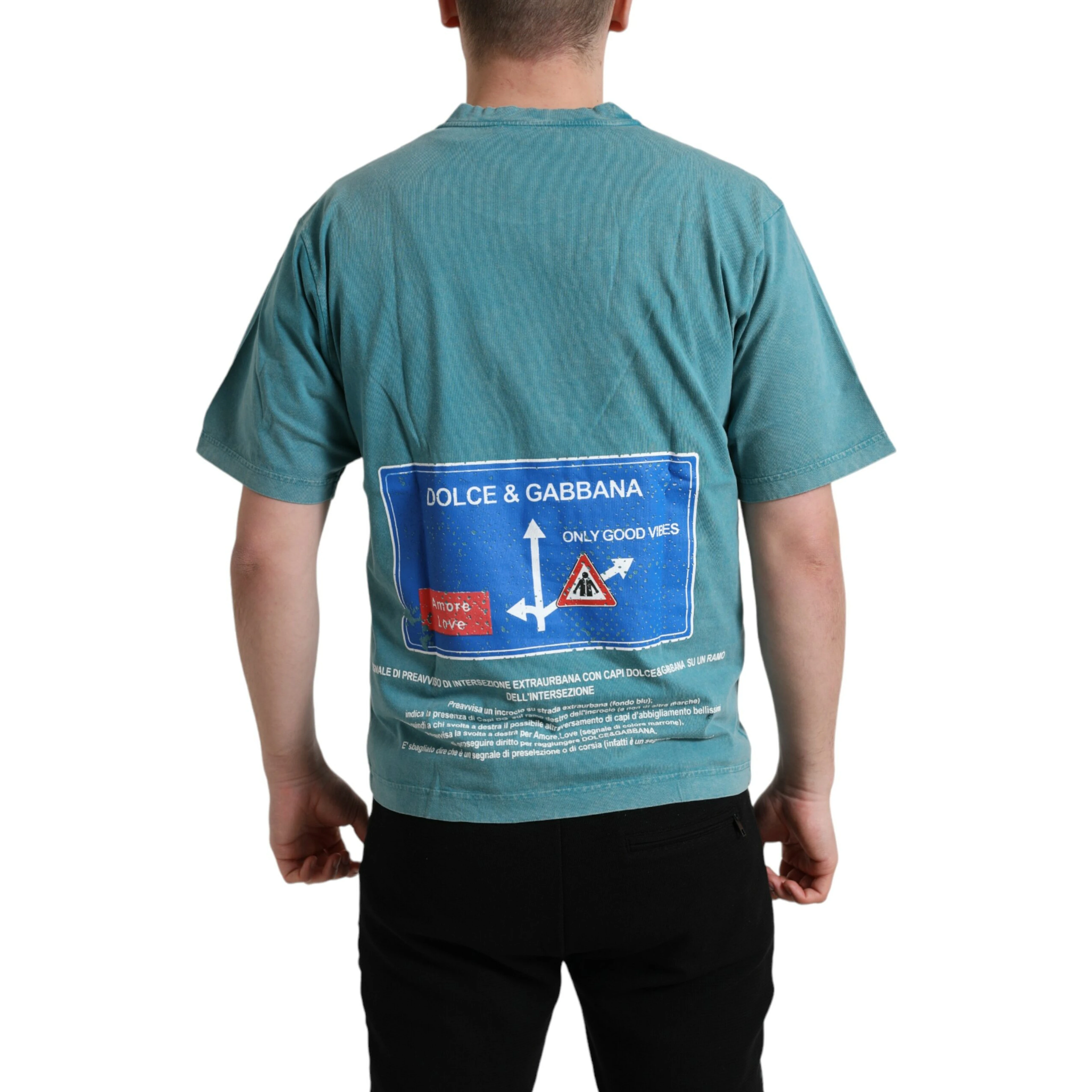 Blue Cotton Milano Street Round Neck T-shirt