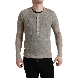 Henley Pullover Beige Cashmere Sweater