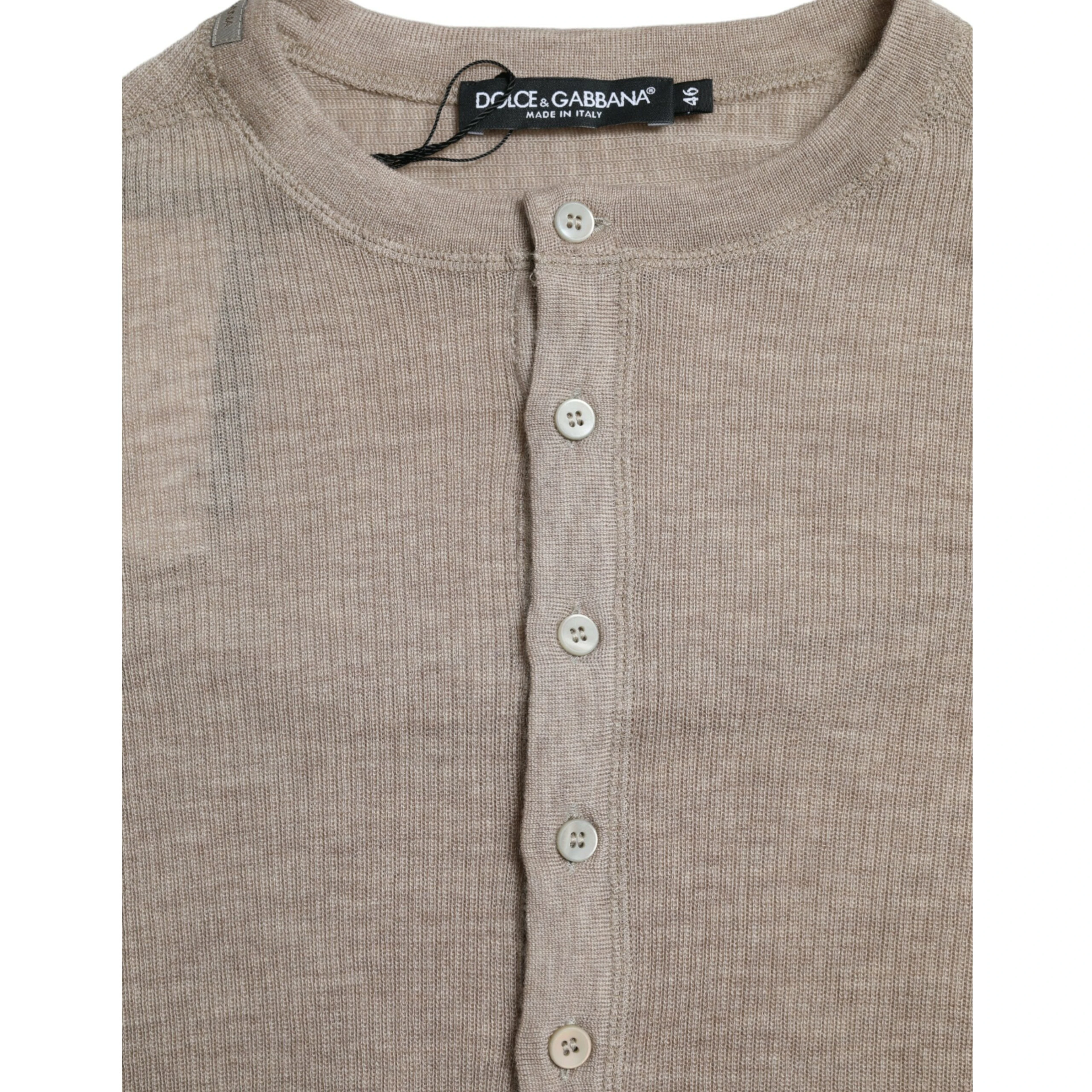 Henley Pullover Beige Cashmere Sweater