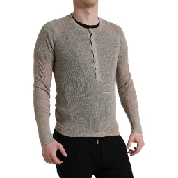 Henley Pullover Beige Cashmere Sweater