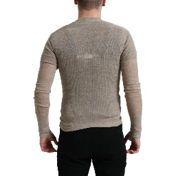 Henley Pullover Beige Cashmere Sweater