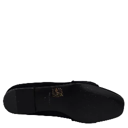 Black Velvet Crystals Loafers Flats Shoes