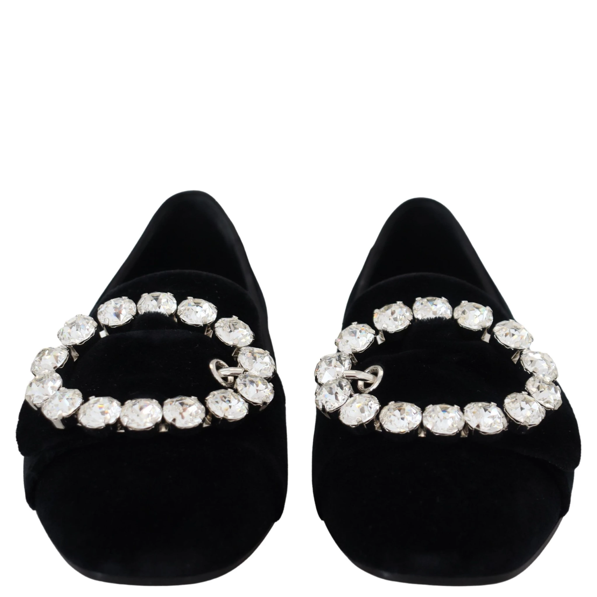 Black Velvet Crystals Loafers Flats Shoes